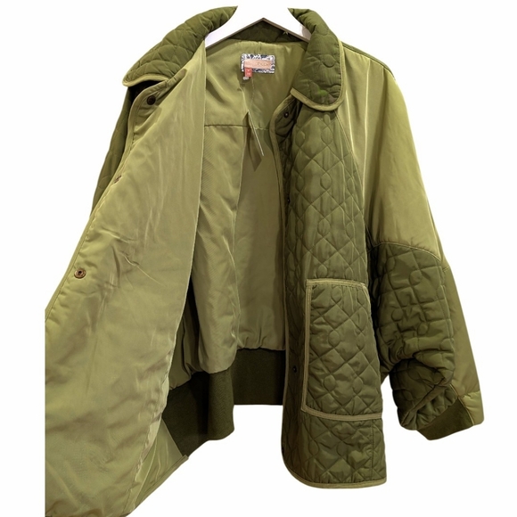 Anthropologie Pilcro Quilted Mixed-Media Bomber Jacket in Moss Green 2X NWT - Picture 8 of 10